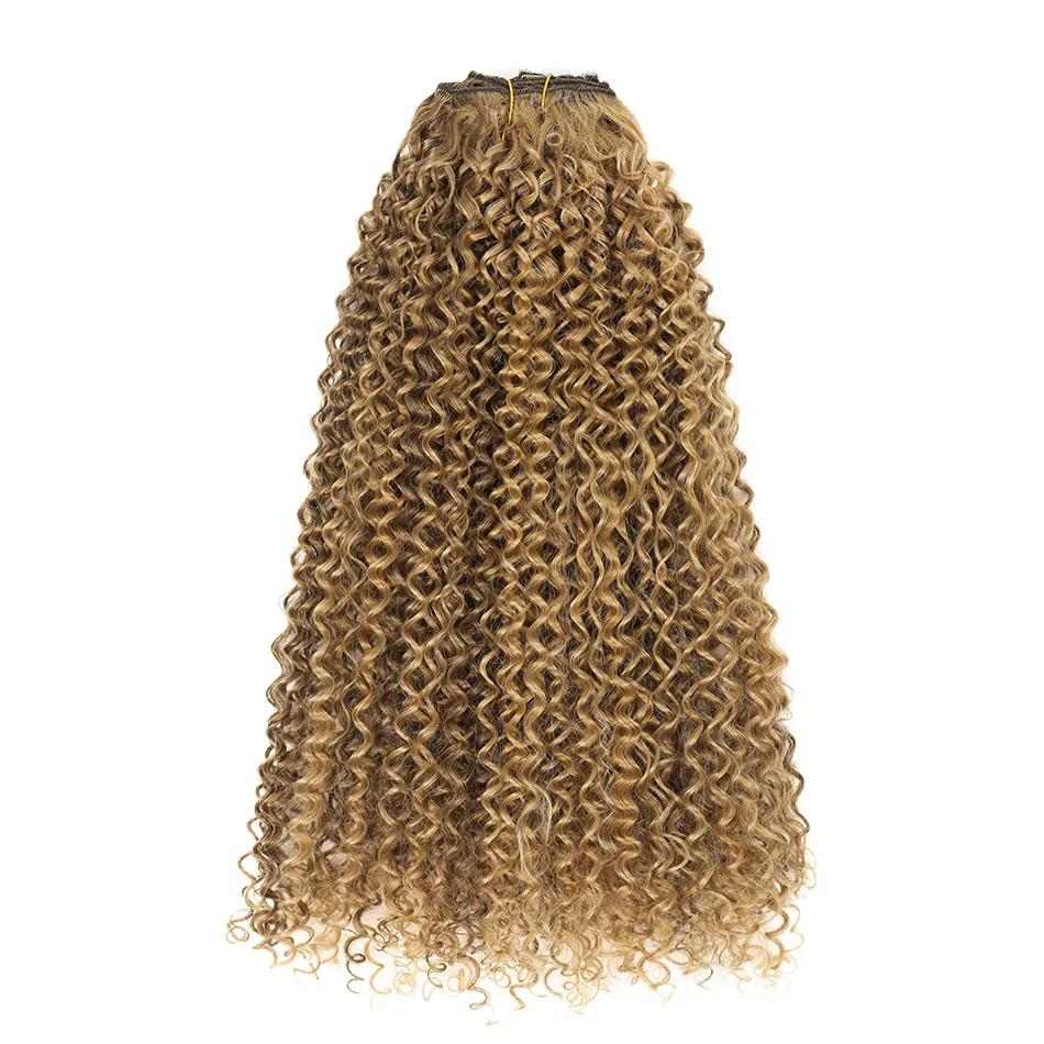 26inch Synthetic Jerry Curly Clip In Hair Extension Kinky Curly Hair Natural Hairpieces Hair Extensions Clip in 7 Pcs Full Head