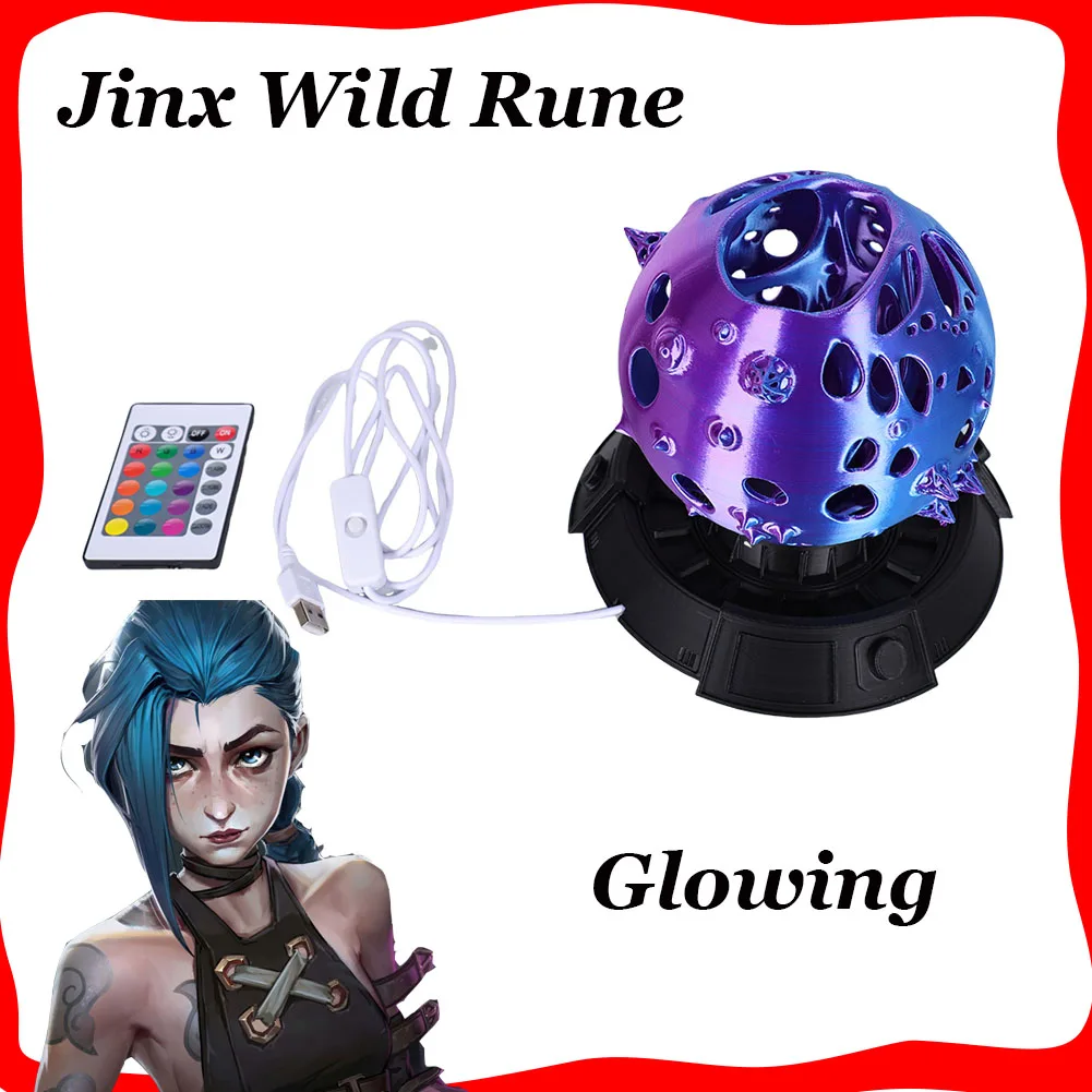 

Disguise Cosplay Arcane Jinx 3D Printed Glowing Wild Rune Props 2025 Game LoL Costume Accessories Roleplay Women Girls Halloween