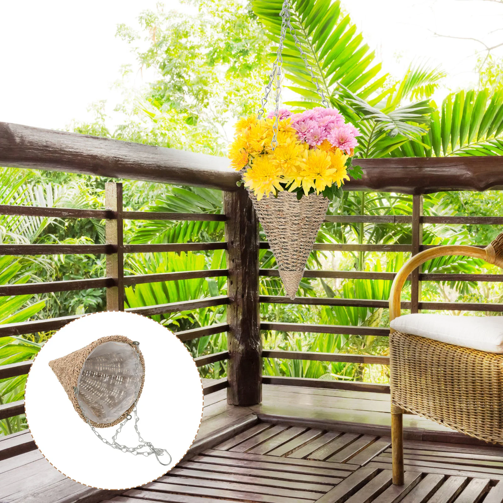 

Hanging Planter Basket Woven Design for Home Office Garden Balcony Flower Container Wall Mount Plant Holder Decor