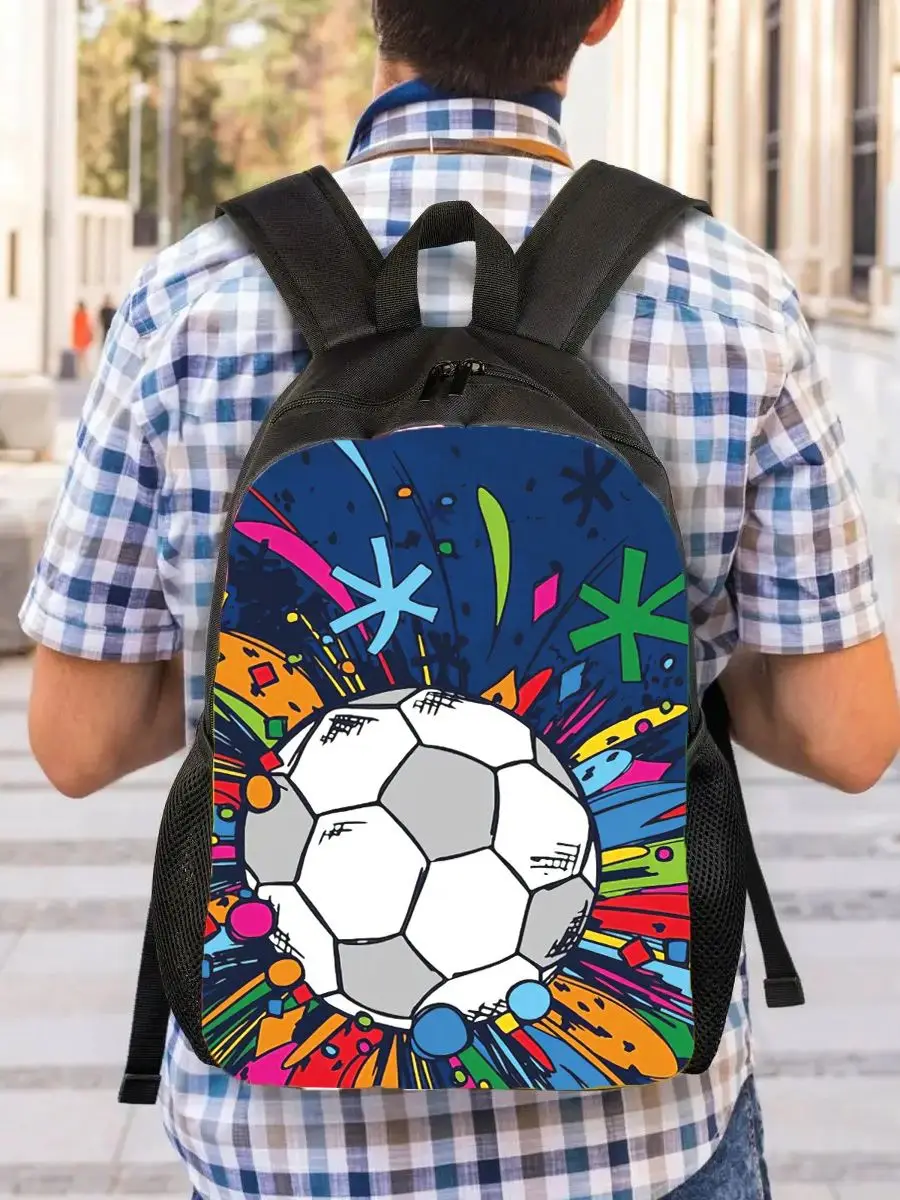 Sac d'école de football imprimé en 3D pour garçons, sac à dos avec motif de football, sacs personnalisés pour enfants, grande capacité, ajoutez votre logo texte