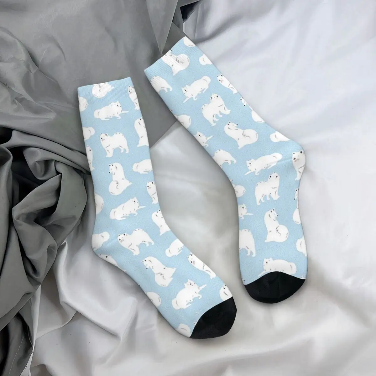 Samoyed Print Socks Harajuku Super Soft Stockings All Season Long Socks Accessories for Man's Woman's Gifts