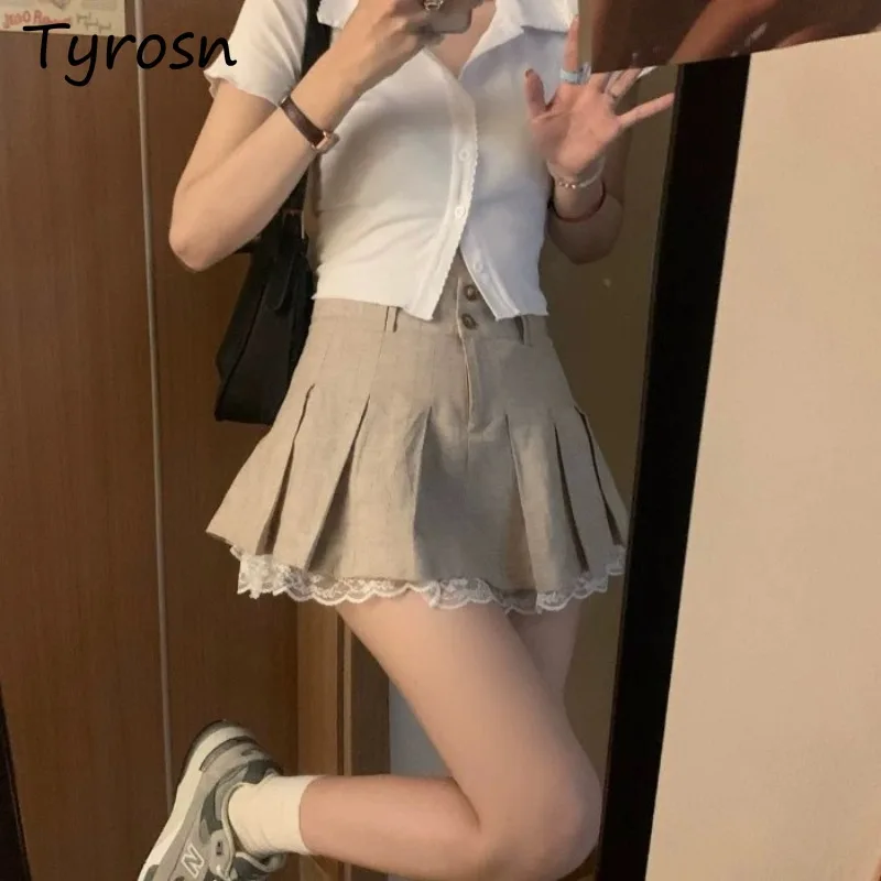 

Skirts Women Summer Daily Simple All-match Sexy Hotsweet Korean Style Lace Streetwear Casual Loose Charming Youthful Fashion New