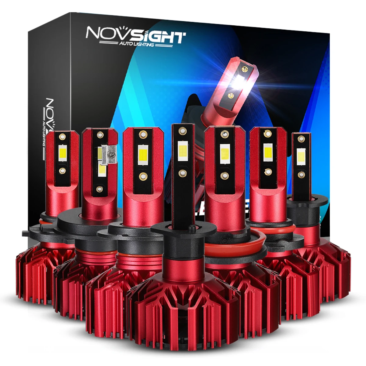 NOVSIGHT A500 N11 H4 Faro LED para coche H7 LED H11 9005 9006 6000K 10000LM 60W 9-36V Bombillas LED de alta luminosidad para faros delanteros de coche