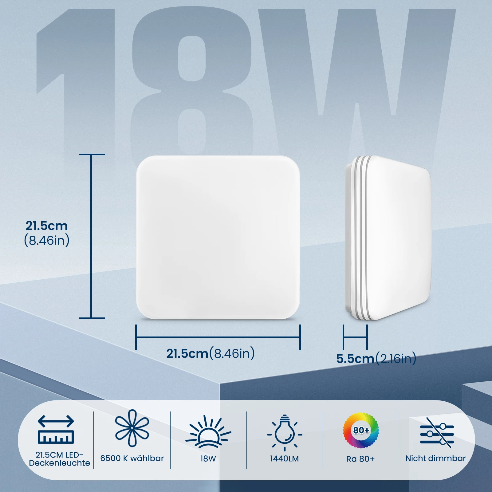 18W 24W 36W 48W Moderne Ultradünne Quadratische LED-Deckenleuchte Flimmerfrei Blendfrei Energiesparende Beleuchtung Halbeinbau-Installation Geeignet für Badezimmer Küchen Schlafzimmer Wohnzimmer Büros