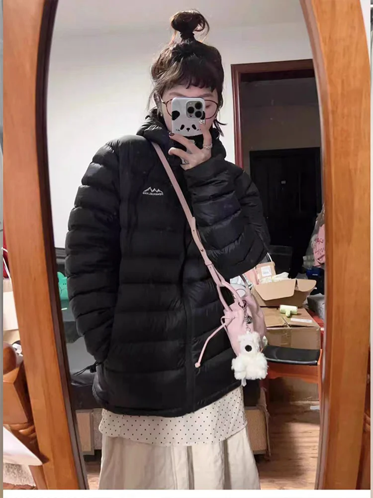 Hiver nouvelle Version coréenne femmes coupe ajustée léger à capuche vers le bas coton Jaet chaud Couple manteau longue Sve fermeture éclair