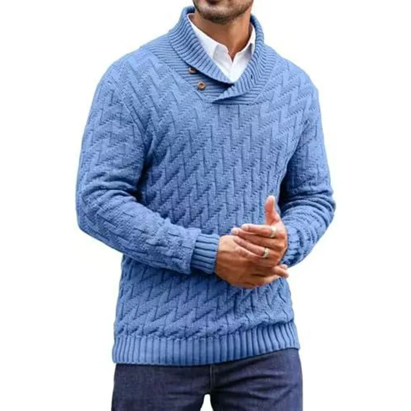 Europäischer und amerikanischer Herrenpullover, gestrickter Pullover, modischer Rundhalsausschnitt, schmaler Pullover, Herrenbekleidung