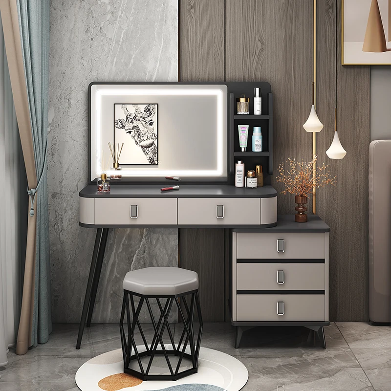 

Luxurious Comfortable Vanity Makeup Desk Headdresses Dressing Table Illuminated Drawer For Bedroom Furniture Chest Of Drawers
