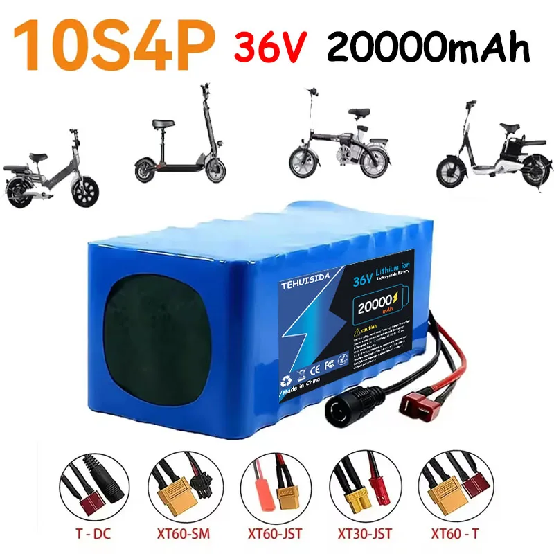 New 36V 20AH 1000W 10S4P XT60/DC/T Lithium-ion Battery 20AH, Suitable for 42V Electric Bicycle Scooters with BMS