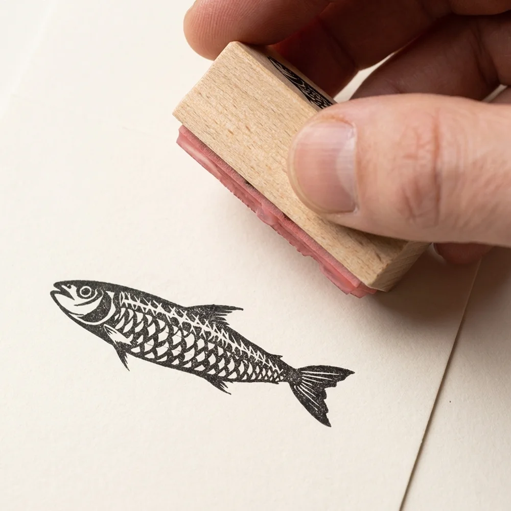 Sardinen-Stempel aus Holz, geeignet für Journaling, Malen, DIY – Detail 5