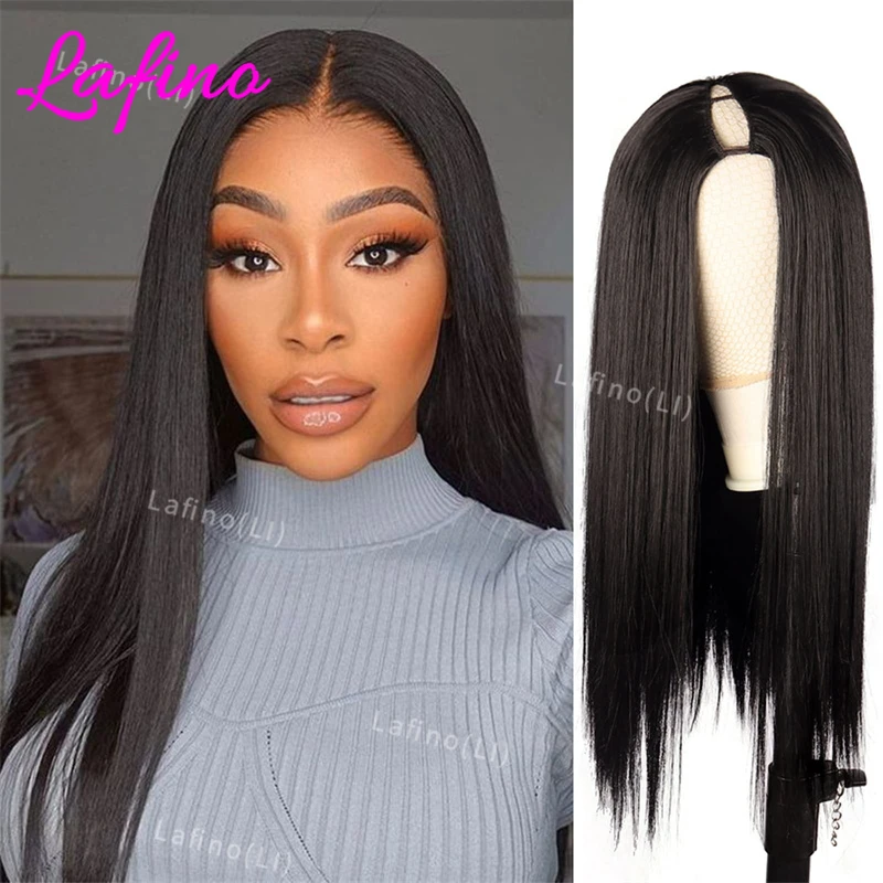 

V Part Wig Human Hair Bone Straight Human Hair Wigs For Women 30 Inch No Sew In No Glue 250 Density Natural Color Brazilian Hair