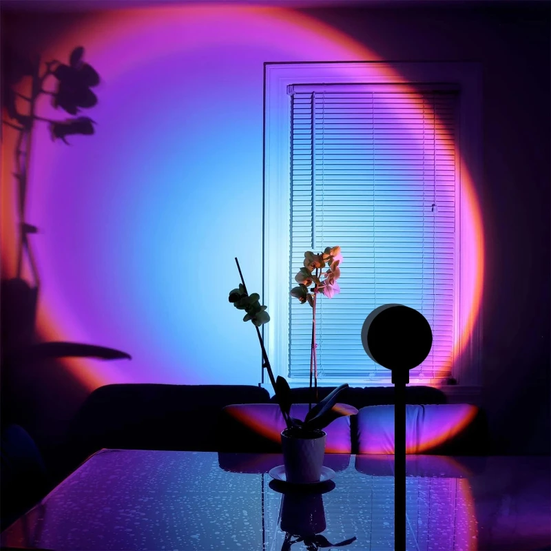 Lámpara de Proyección Arcoíris, Lámpara Decorativa USB con Atmósfera de Atardecer, Giratoria Multiángulo, Adecuada para Sala de Estar y Dormitorio