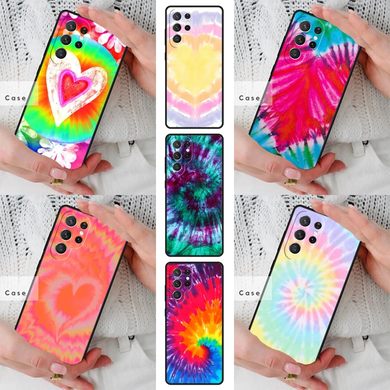 Heart Tie Dye TPU Phone Case for Samsung Galaxy S26 S25 S24 S23 S22 S21 S20 Note10 Plus FE Ultra Cover