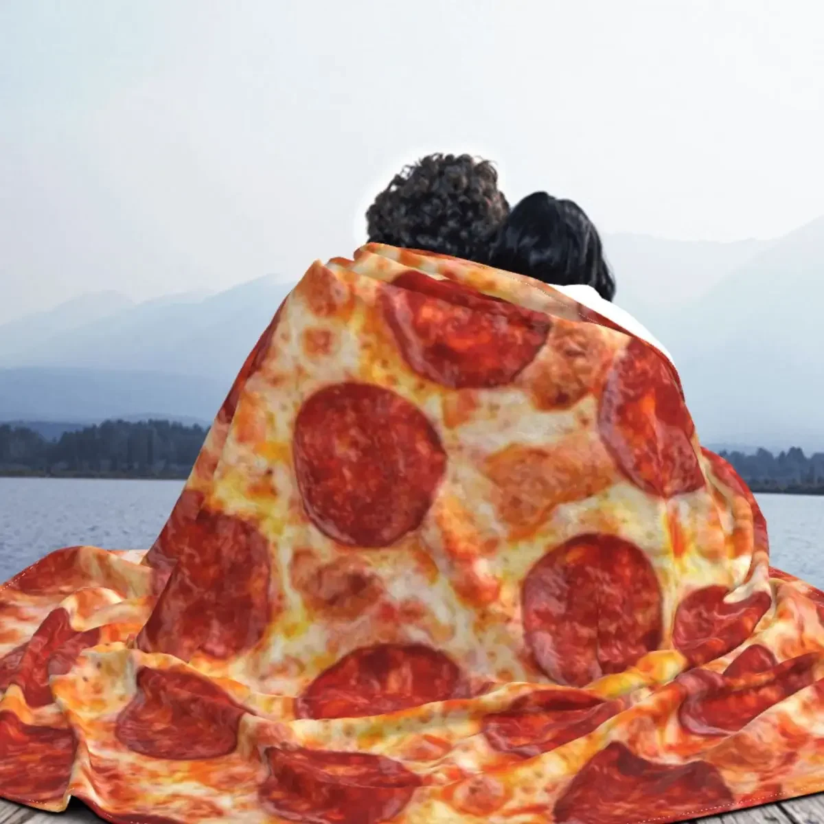 Portable soft warm flannel pizza blanket shape lavash wool sofa badroom plaid plush bedspread winter throw blanket