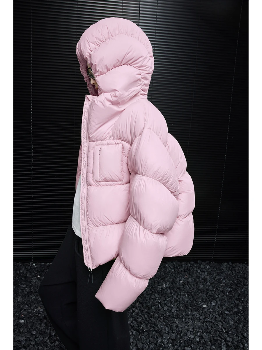 

Pink ort Thiened Hooded down Jaet Women's Outerwear 2025 Winter New Design Unique Street Sle White Du down Filling