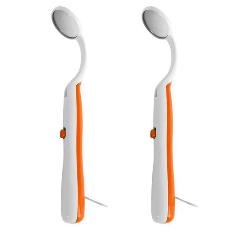 

2 Pc Ledlight Teeth Oral Mirror Super Bright Mouth Mirror Illuminated Tooth Care Tool Oral Hygiene Machine Orange