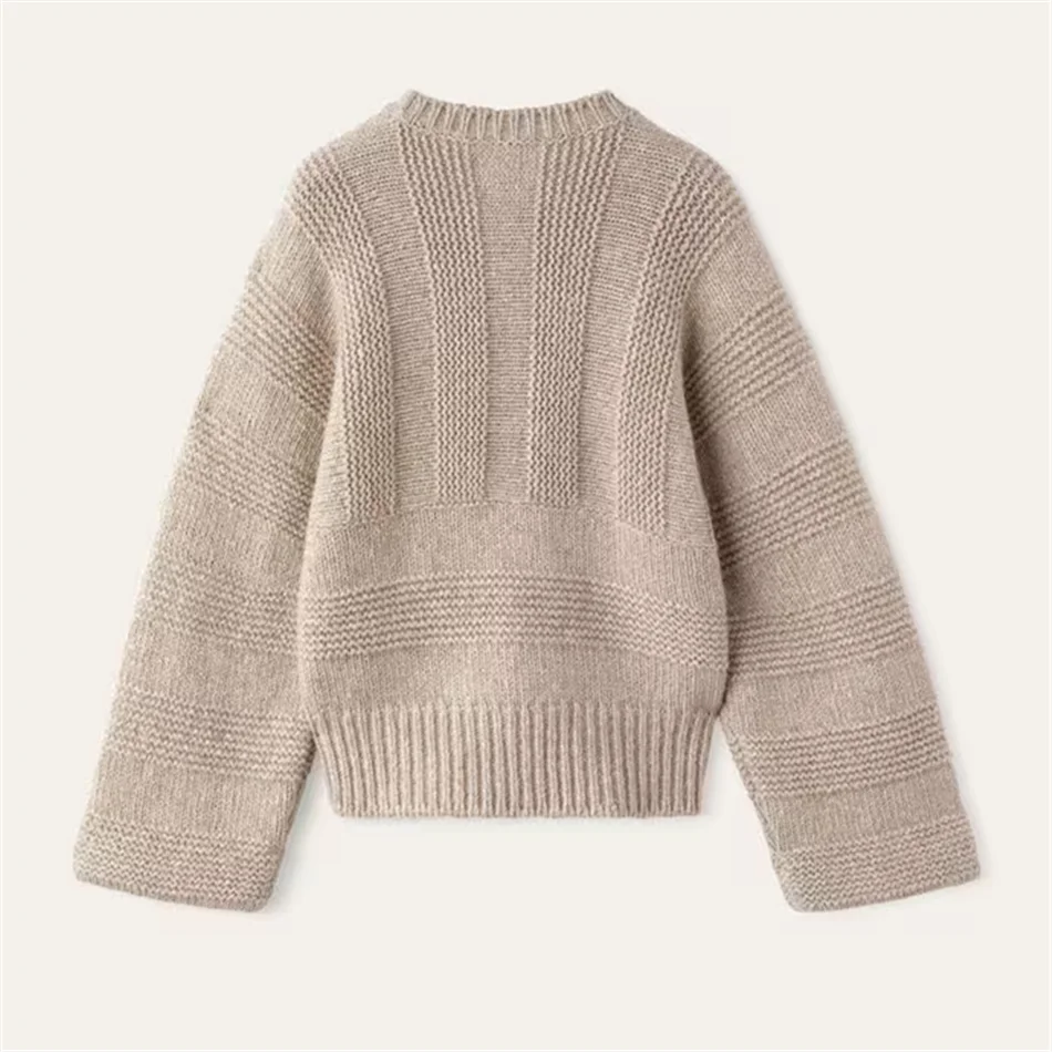 Mashu Crewneck Sweater For Women Fitted Cut And Oversized Sleeves Knitwear 2024 New Luxury Design Pullover