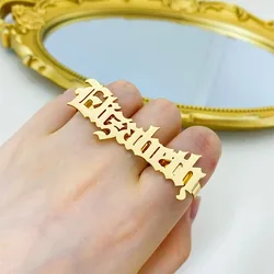 Custom Name Ring Women Large Gold Rings Adjustable Perfect 3 Finger Ring Premium Stainless Steel Jewelry Girlfriend Gift 2024