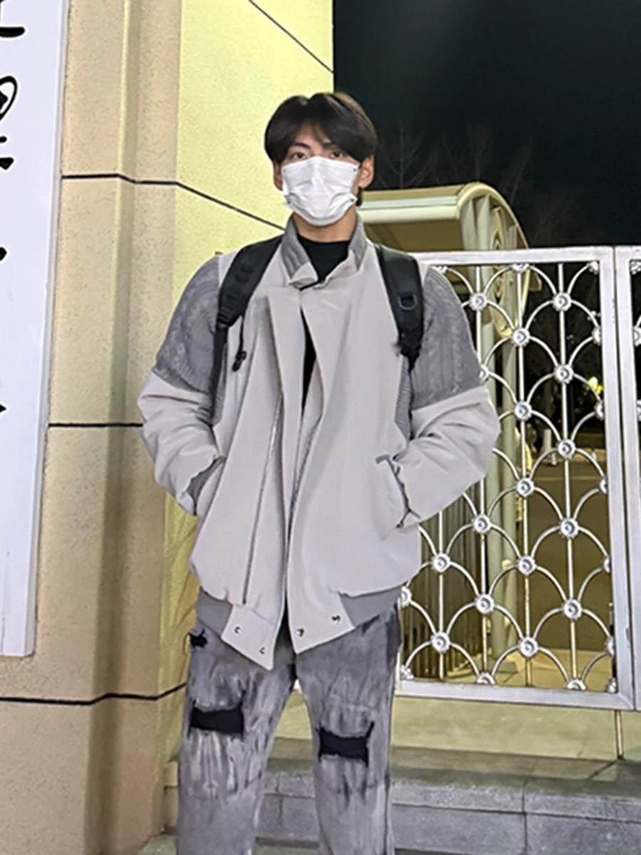 

Knitted Patchwork Pilot Jaet Men's Autumn Winter Sle Cleanfit American Trendy Brand College Wind Baseball orm Jaet