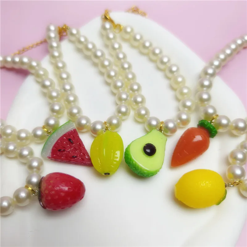 

Adjustable Pet Pearl Necklace Accessories for Cats Dog Animals Fashion Fruit Pendant Cat Collar Kitten Dog Collier