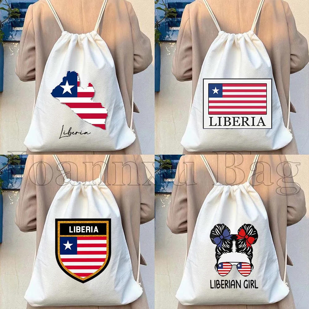 

Liberia Country Map Flag Costa Rica Liberian Gift Durable Canvas Drawstring Bag Soccer Backpack Yoga Sackpack Cotton String Bag