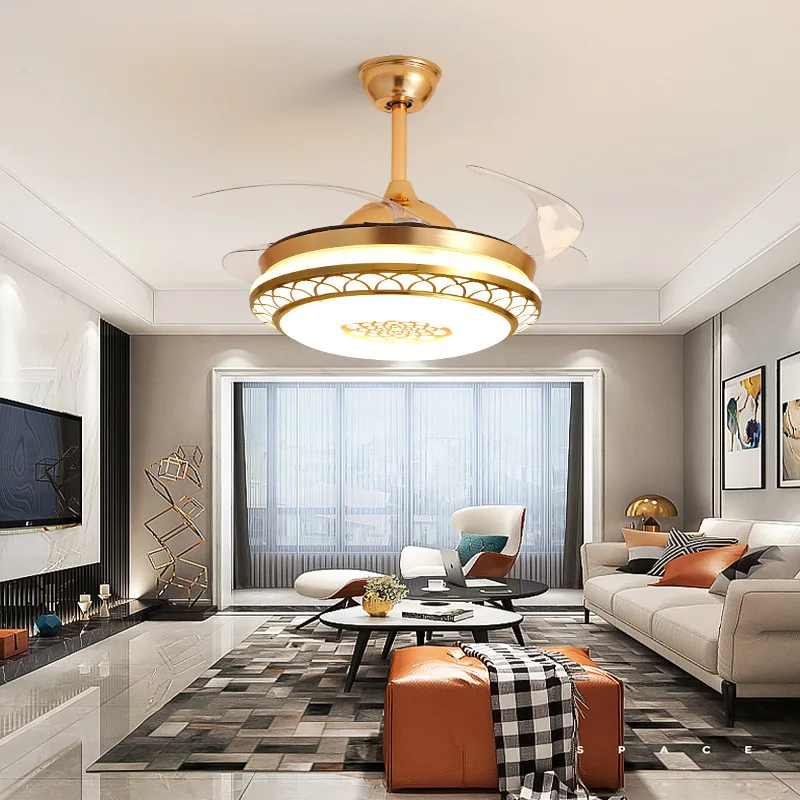 Frequency Conversion Ceiling Fan Lights Invisible Led Fan Light Living Room Bedroom Dining Room Ceiling Fan-Style Ceiling Lamp