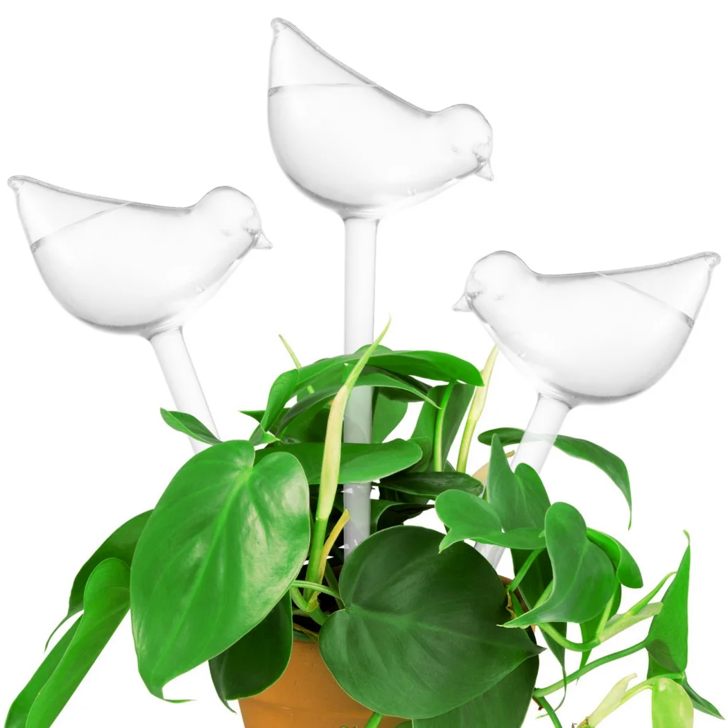 3Pcs Self-Watering Globes Cute Bird-Shaped Automatic Watering Bulbs Clear PVC Plastic Plant Watering Devices For Potted Plants