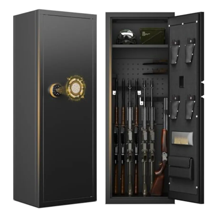 1215 Waffentresor, biometrische Waffentresore für die Sicherheit zu Hause, mit Waffenregalen und abnehmbaren Regalen, ideal zum Aufbewahren von Gewehren und Pistolen D