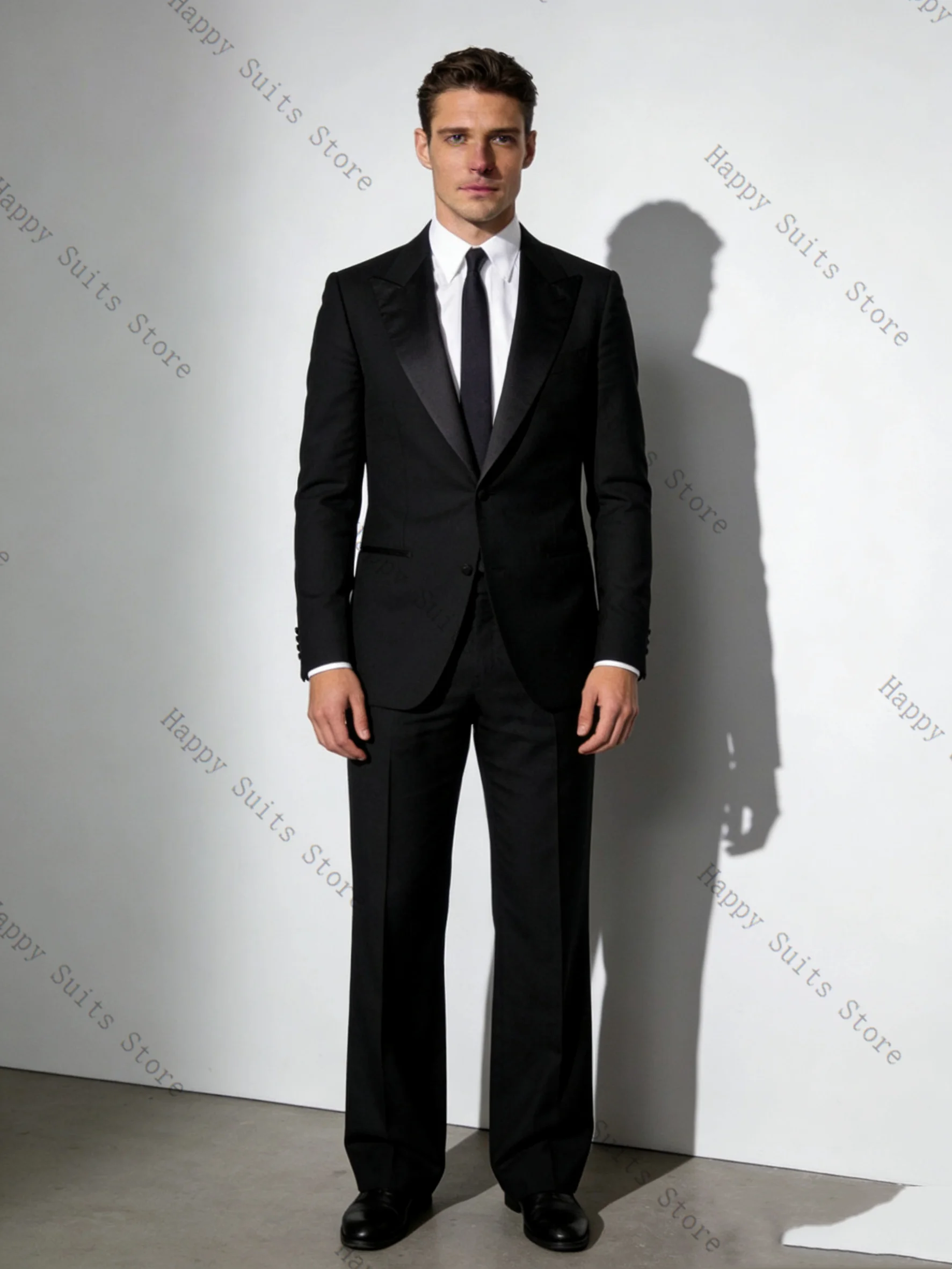 

Spring Black Cotton Men Suit Set 2 Pcs Groom Blazer+Pants Trousers Formal Office Coat Wedding Tuxedo Customized Jacket Outfit