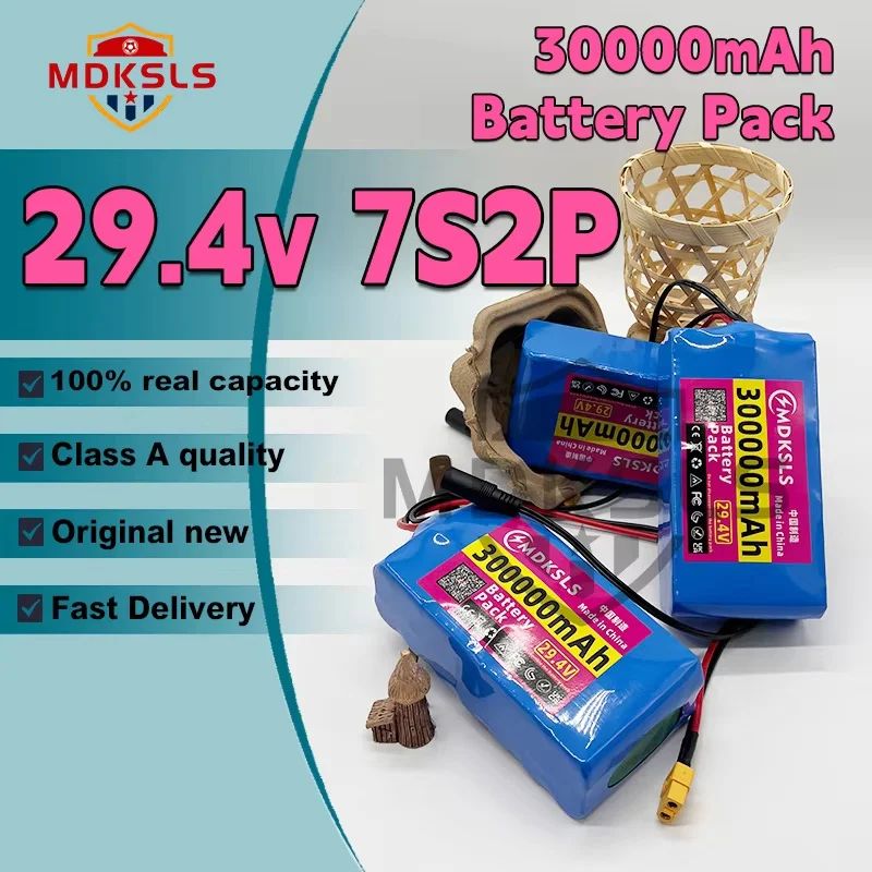 

New 100% Original 7S2P 29.4V 30000mAh 18650 Lithium-ion Rechargeable Battery Pack, Suitable for All 29V Motor Equipment, BMS