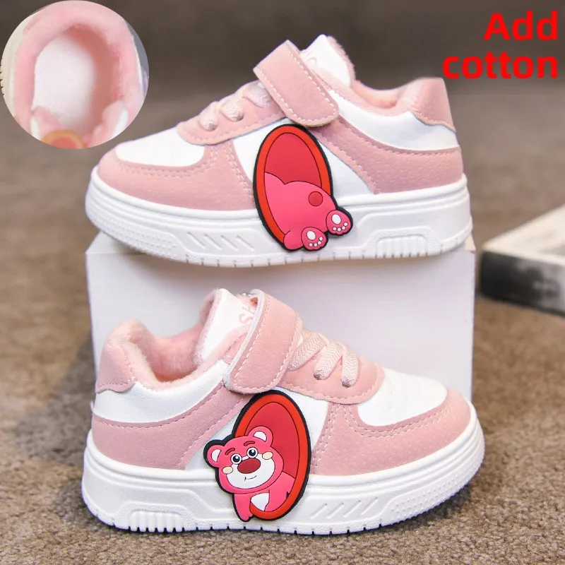 

Детские низкие кроссовки Disney, зимняя обувь на плюшевой флисовой подкладке для малышей, нескользящие первые ходунки