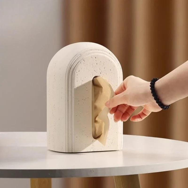 Cave Stone Tissue Box Modern Luxury Art Napkin Holder Creative Desktop Living Room Home Decor Accessory Daily Use 티슈 케이스