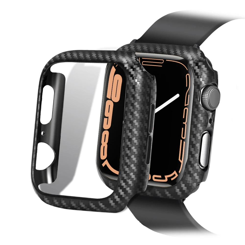 Cover For Apple watch case 45mm 44mm 40mm 41mm 42mm 38mm Carbon fiber Bumper Protector iWatch series 9 7 3 4 6 SE 8 Accessories