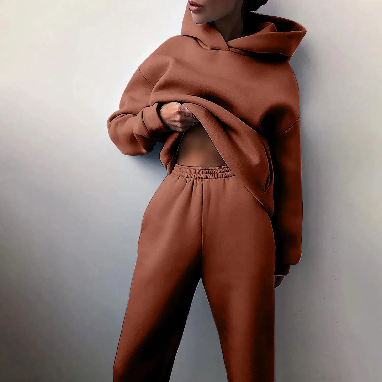 Winter Two Piece Sets Women Tracksuit Oversized Suit 2024 Autumn Trouser Suits Female Sweatshirt Solid Sports Hoodie Sportswear