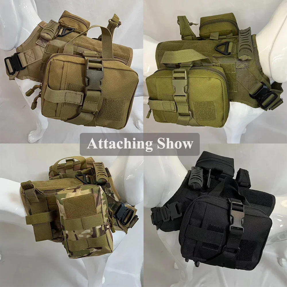 Dog Tactical Bags Set Molle Pouches Belt Attaching on Harness Sticker Military Dog Training Bags Working For Large Dogs