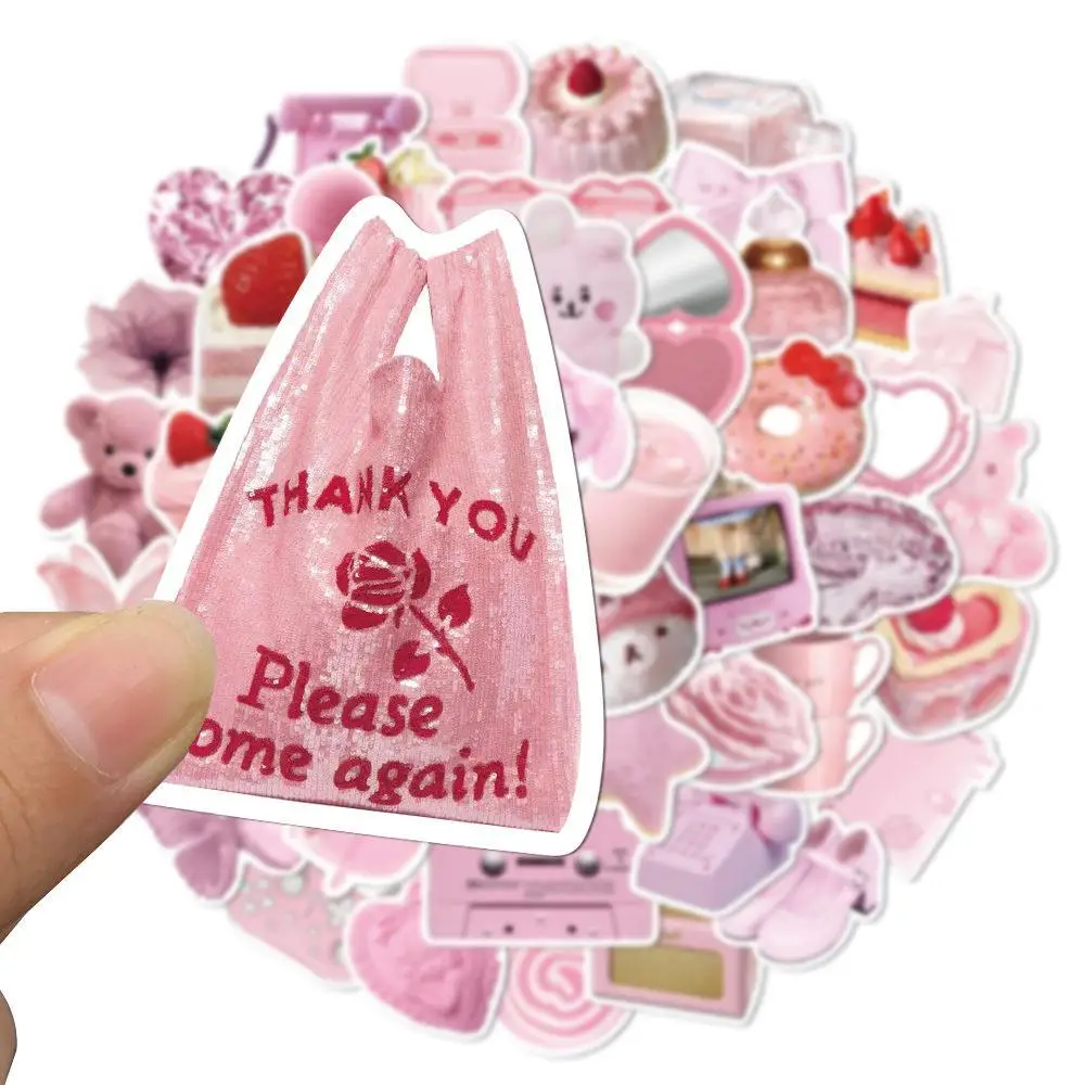 10/30/50PCS Trend Cute Pink Girl Heart Cartoon Graffiti Helmet Cup DIY Waterproof PVC Children\'S Toy Handbook Sticker Wholesale