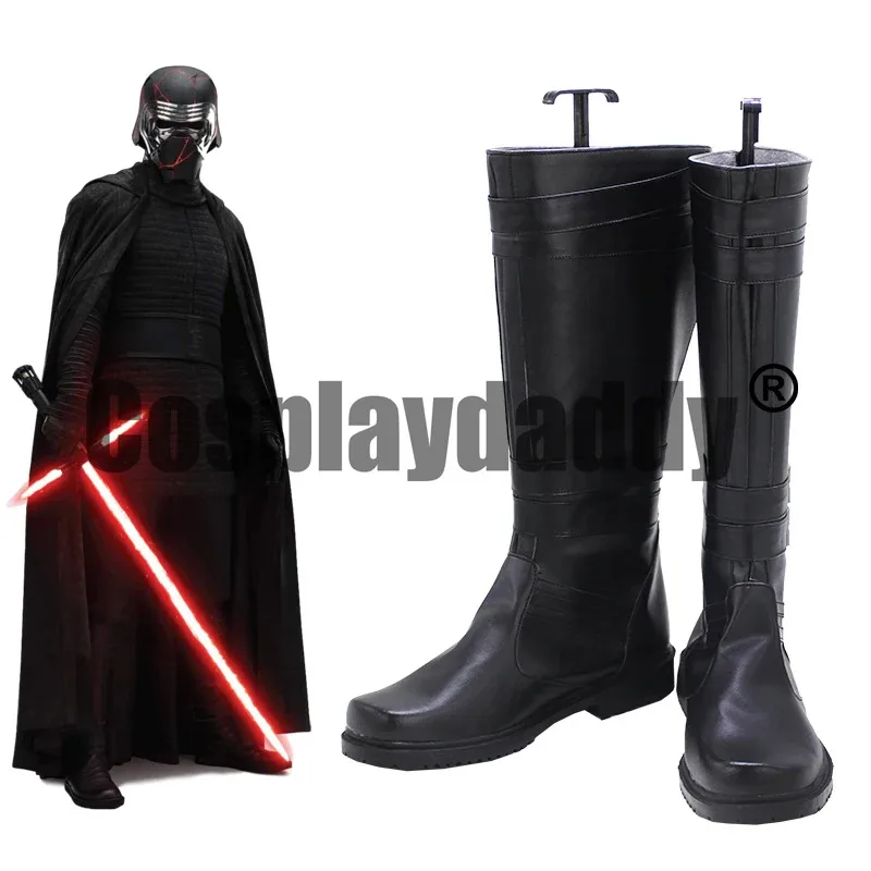 

The Force Awakens Ben Solo Kylo Ren Halloween Cosplay Black Strap Shoes Boots X002