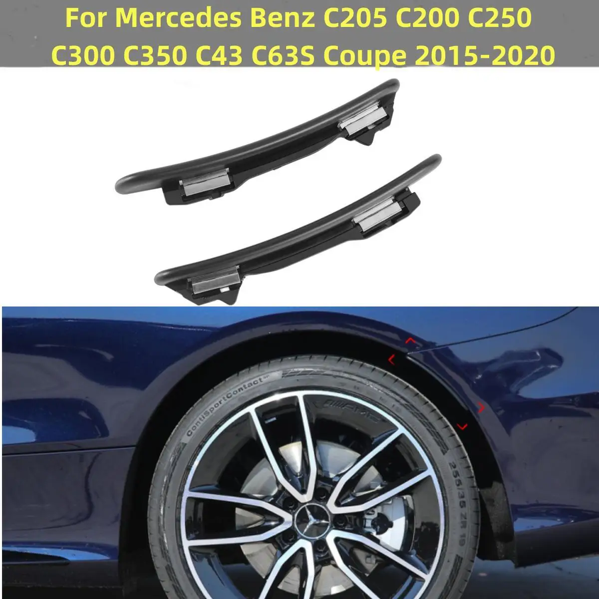 For Mercedes Benz C205 C200 C250 C300 C350 C43 C63S Coupe 2015-2020 Car Rear Bumper Fender Flare Extension Wheel Eyebrow