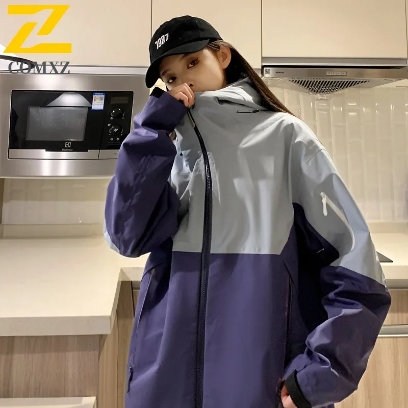 

Couple Windbreaker Jacket Spring Autumn Waterproof Windproof Color Block Outdoor Hiking Camping Sporty Fashion Lightweight Coat