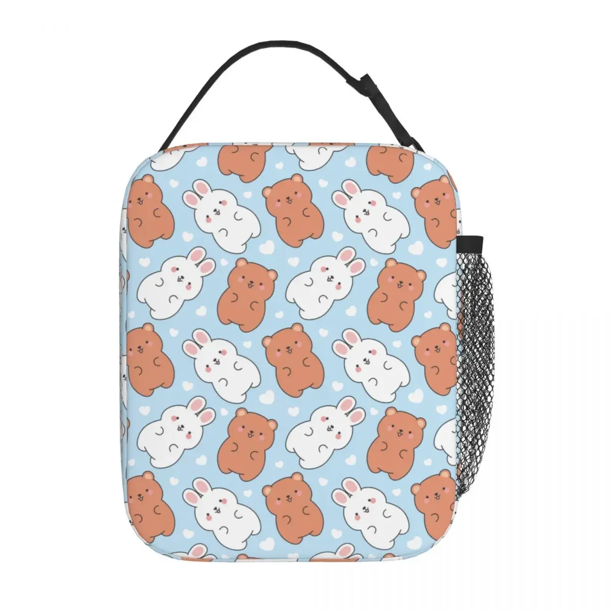 Cute Rabbit Bears Thermal Insulated Lunch Bags Work Hand Drawn Cartoon Bunny Portable Bento Box Thermal Cooler Food Box