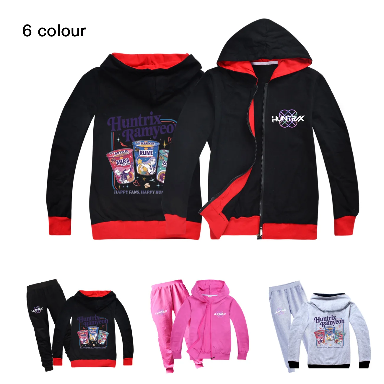 

KPop Demon Hunters Huntrix Ramyeon Kids Print Hoodie for Girls 5-14Y Spring Autumn Cotton Zipper coat Casual Outdoor Clothing