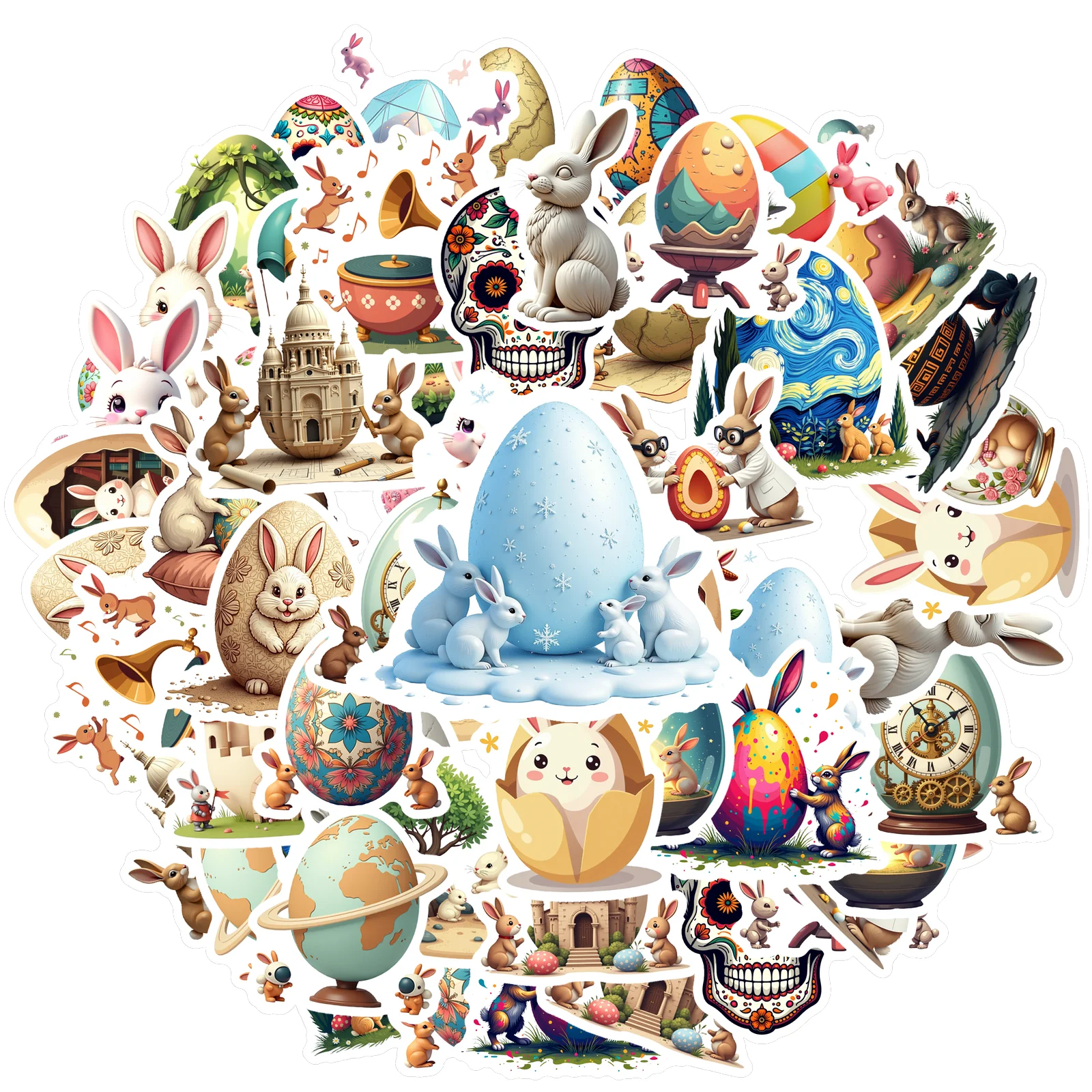 

35pcs-100pcs Cartoon Skull Stickers Colorful Egg Animal Stickers Funny Stickers For Guitar DIY Skateboard Laptop DIY