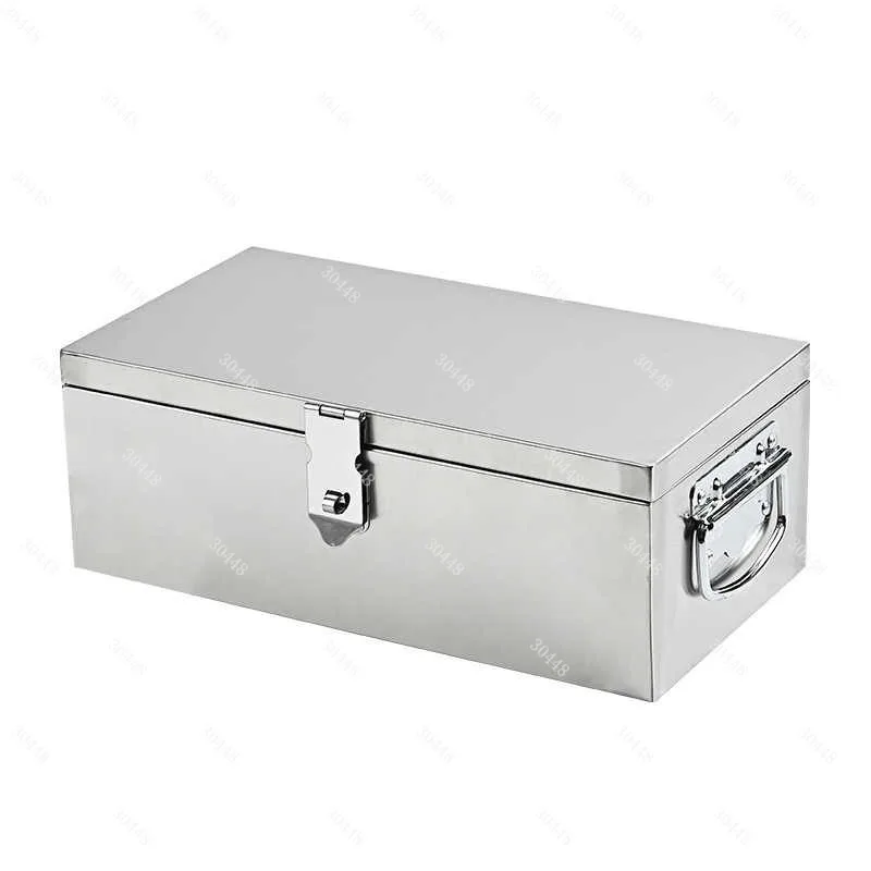 Brushed Stainless Steel Large Bank Office Security Storage Box - Tool and Document Organizer