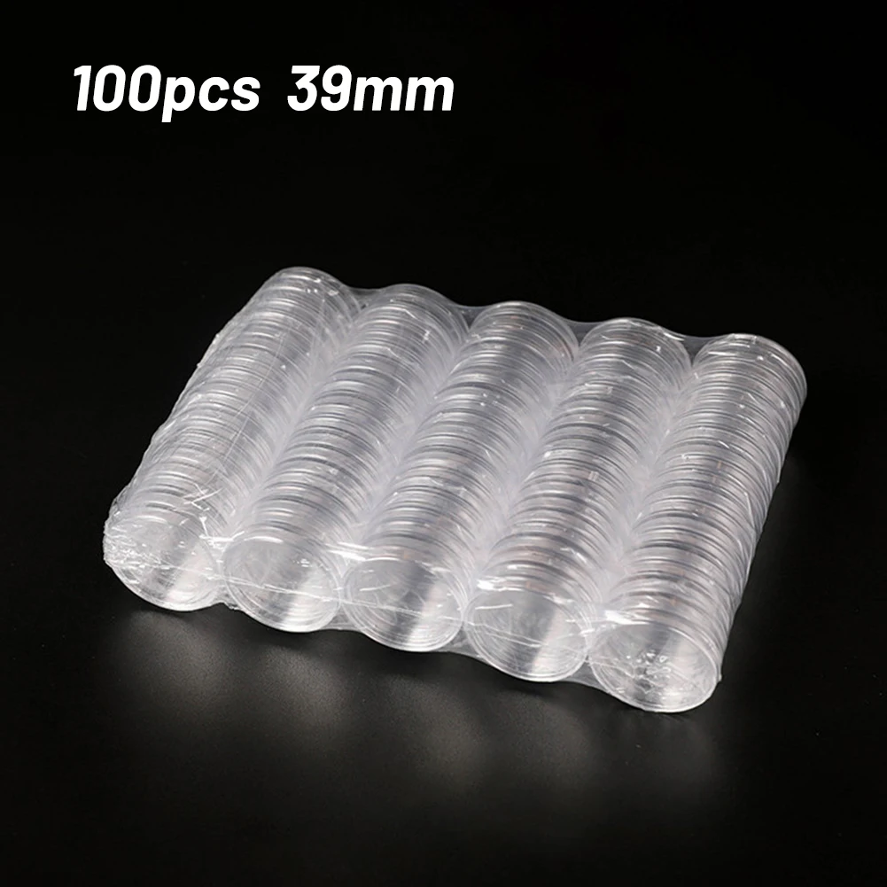

Portable Round Coin Case Capsule Container Holder, 100Pcs, Transparent Plastic, Easy to Use and Clean, Efficient Storage