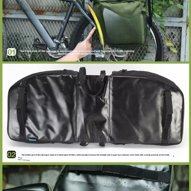 bicycle bag, seat bag, mountain bike rear frame, three-in-one cycling equipment, waterproof and wear-resistant, easy to store.