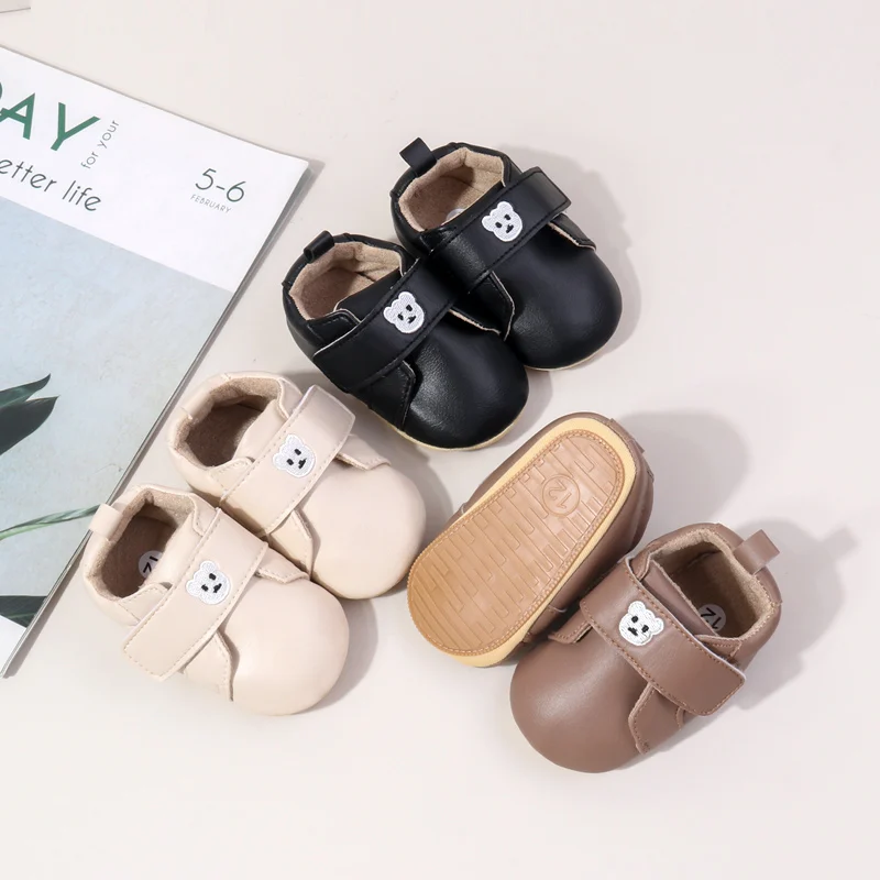 

Spring And Autumn Baby First Walking Indoor Outdoor Toddler Shoes With High Quality PU Leather And Soft TPR Sole For 0-18M
