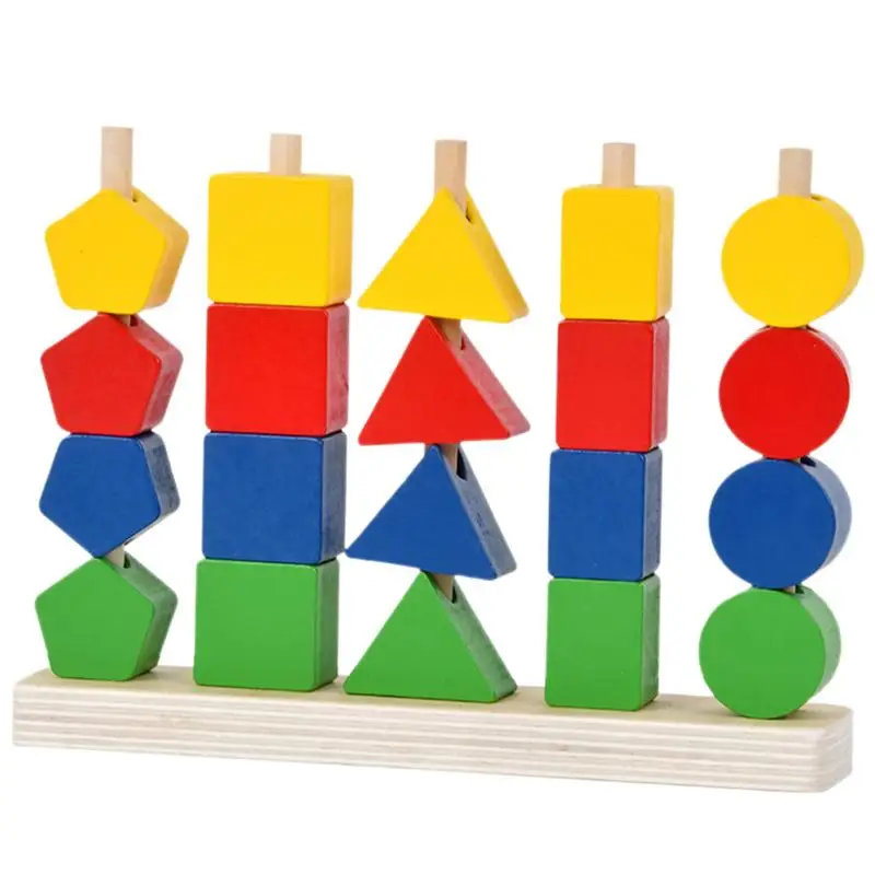 

Toddler Threading Toys Wooden Stacking Rocks Babies Stacking Toys Educational Toddler Beads Fine Motor Toys For Christmas