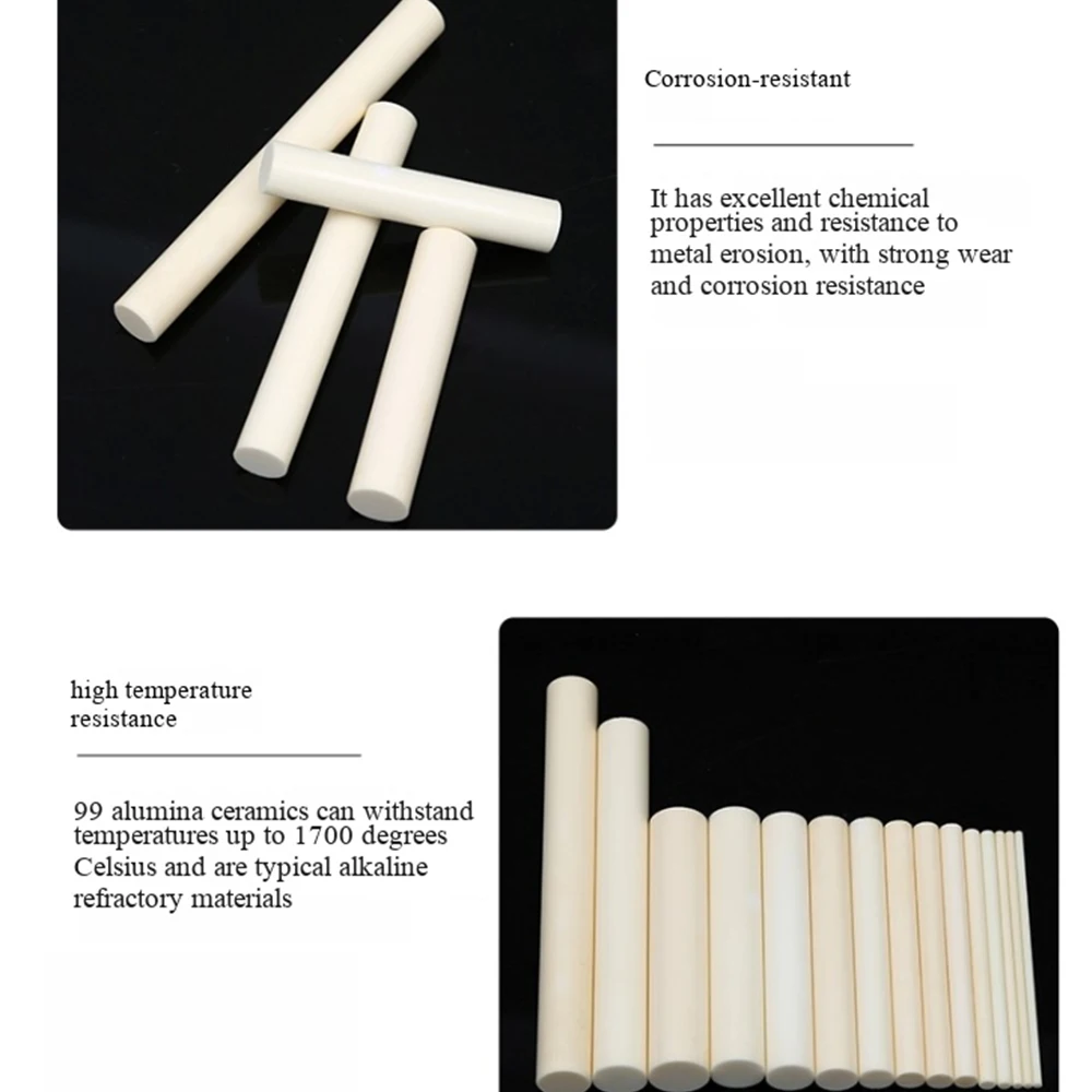 1pcs Dia 2mm-50mm 99% Alumina Ceramic Round Rod 80-360mm Lenght Solid Corundum Insulation High Temperature Resistance Stir Bar