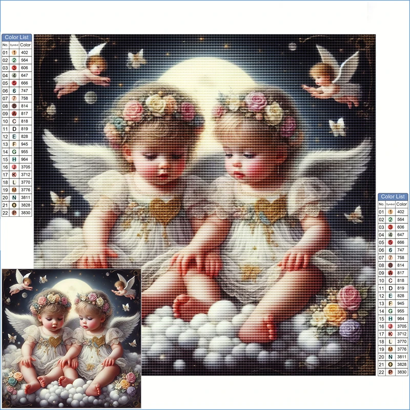 

Diy Diamond Painting Kits Large Two Adorable Baby Angels In Moonlight Full Diamond Embroidery Diamond Pictures Crafts Adults