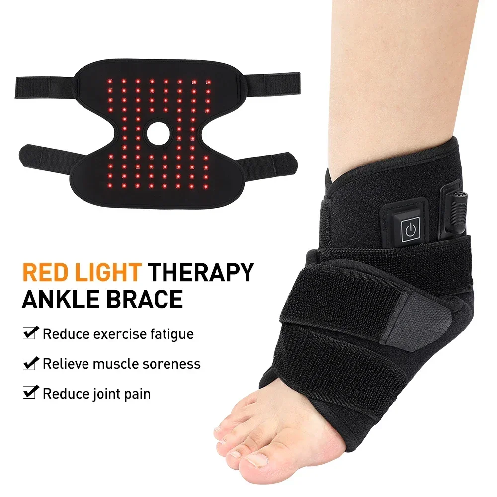 LED Red Light Therapy Ankle Massager 660 850nm Infrared Phototherapy Foot Massager Wound Healing Fade Wrinkle Scar Massage Brace