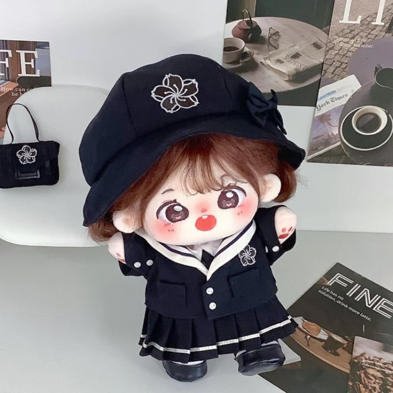 Uniforme scolaire Style Preppy Jk, chapeau, chemise, manteau, vêtements habillés, ensemble pour poupée en peluche de 20cm, Cosplay, cadeau mignon